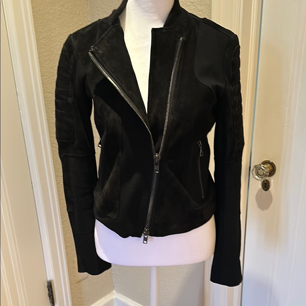 Theory Women's suede and spandex Black moto Jacket